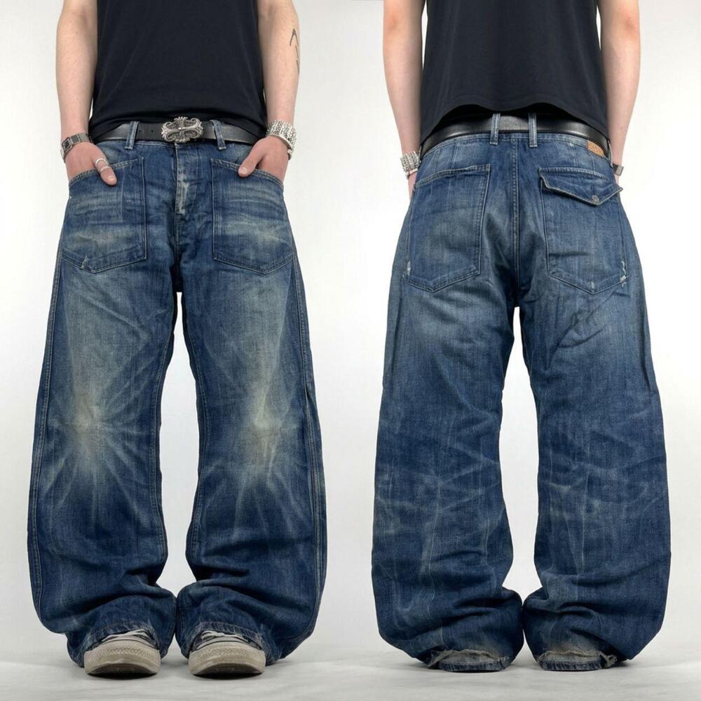 Vintage y2k grunge archive faded rare baggy wide leg skater jeans